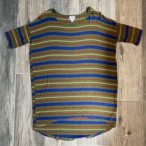LuLaRoe Size XS Green, Blue, Red Striped Shirt